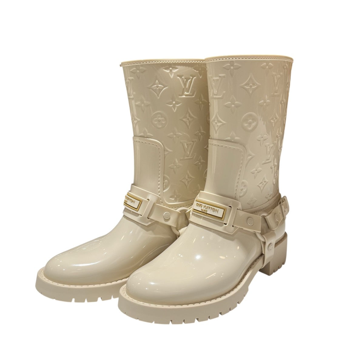 LOUIS VUITTON 25年モデル 1AHNHN モノグラム柄ドロップフラットハーフレインブーツ 古着・中古-1枚目のアイテム画像
