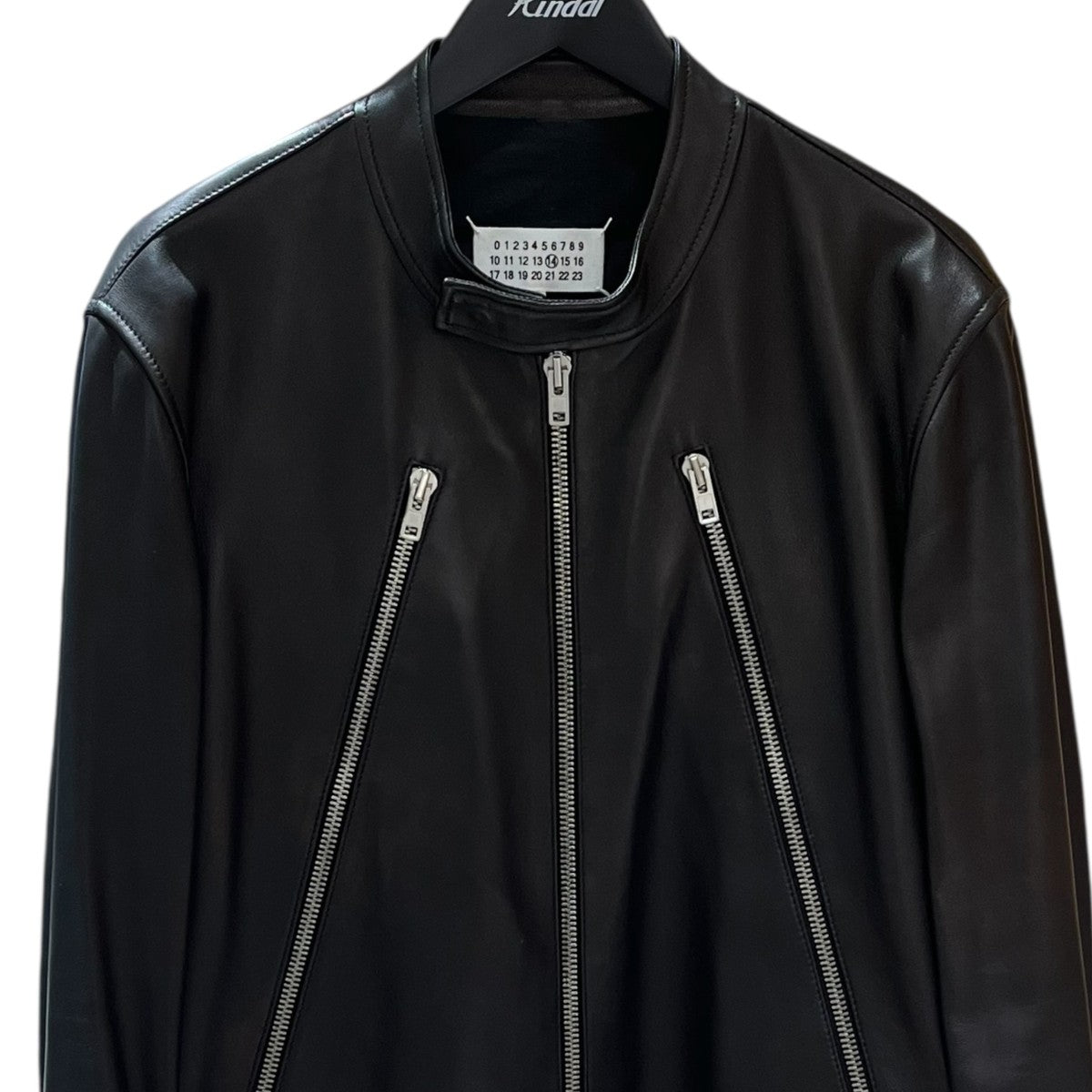 美品メゾン・マルジェラ ライダースレザージャケット 40 ブラック ダブルジップ 美品メゾン・マルジェラ ライダースレザージャケット 40 ブラック