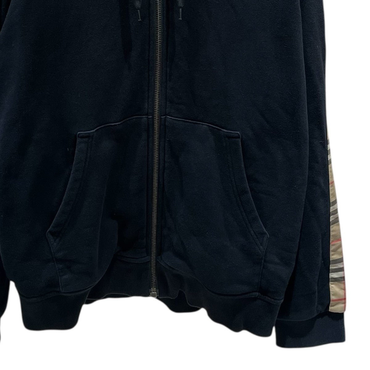 ティッシ期袖チェック切替ジップパーカー8025684