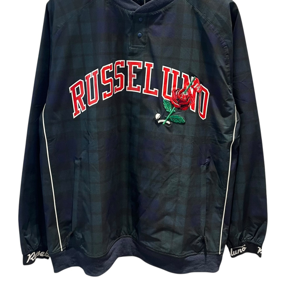RUSSELUNO(ラッセルノ) ゴルフラインチェック 左裾ジッププルオーバー