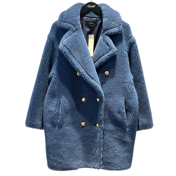 美品♡23AW♡アルアバイル ウールミックス ボアPコート 金ボタン ブルー 1 allureville(アルアバイル) ウールMIXボアピーコート202320-17-080-02