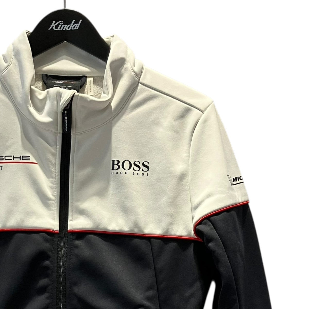 HUGO BOSS×PORSCHE ロゴプリントトラックジャケット ホワイト×ブラック