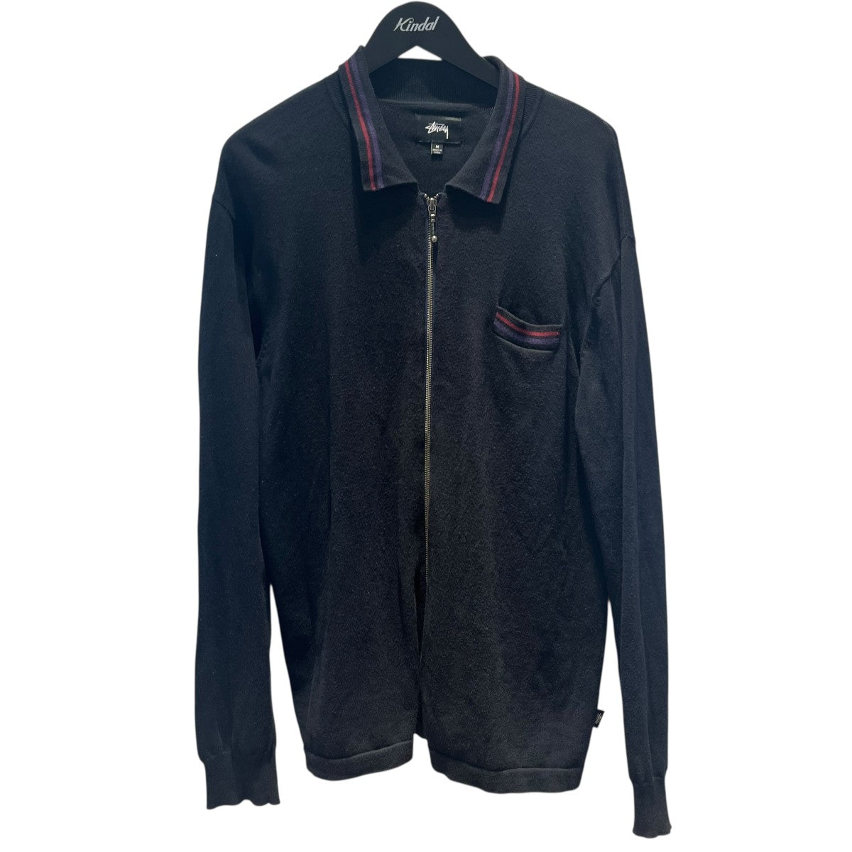 stussy Perry Zip Polo Knitニットカーディガン 古着・中古-1枚目のアイテム画像