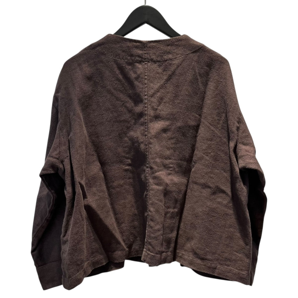 nest Robe 01253-1099 ヘビーリネンノーカラージャケット 古着・中古-2枚目のアイテム画像