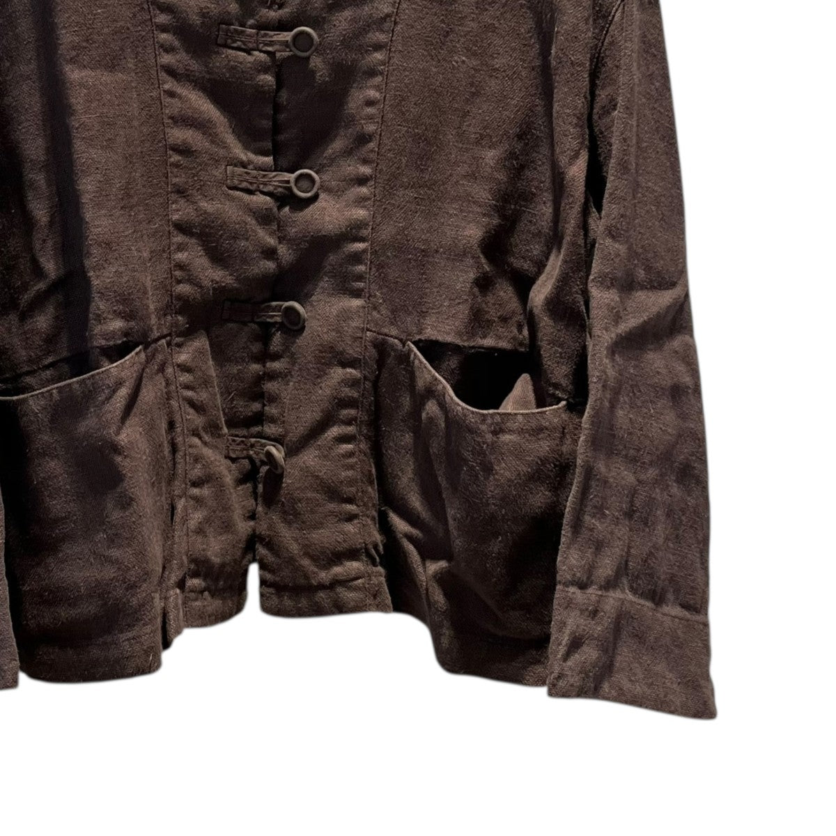 nest Robe 01253-1099 ヘビーリネンノーカラージャケット 古着・中古-4枚目のアイテム画像