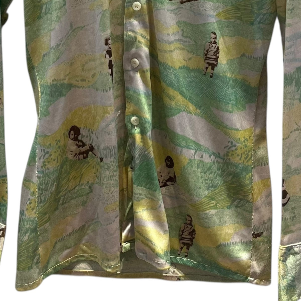 VINTAGE nik-nik 70’s人物プリント長袖シャツ 古着・中古-4枚目のアイテム画像