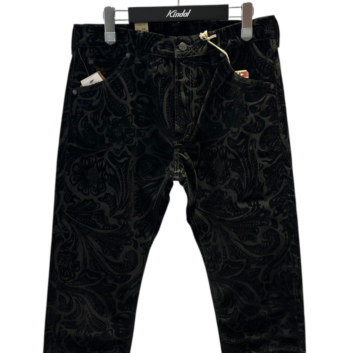 RRL Black Floral 12oz Flocked Denim デニムパンツ 782943823001 古着・中古-3枚目のアイテム画像