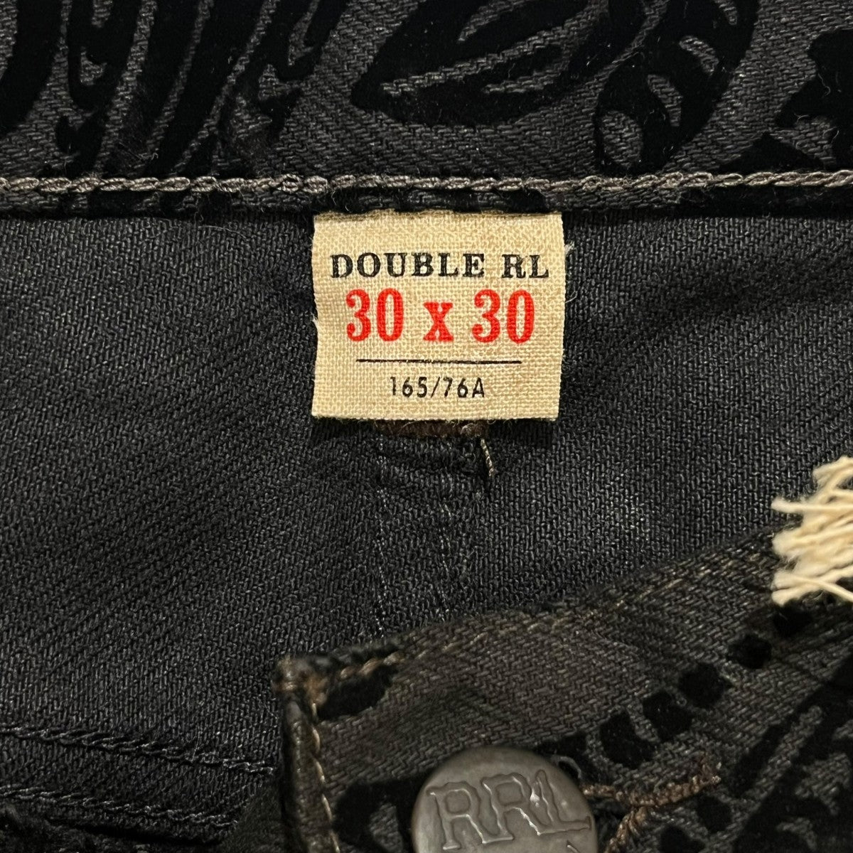 RRL Black Floral 12oz Flocked Denim デニムパンツ 782943823001 古着・中古-5枚目のアイテム画像