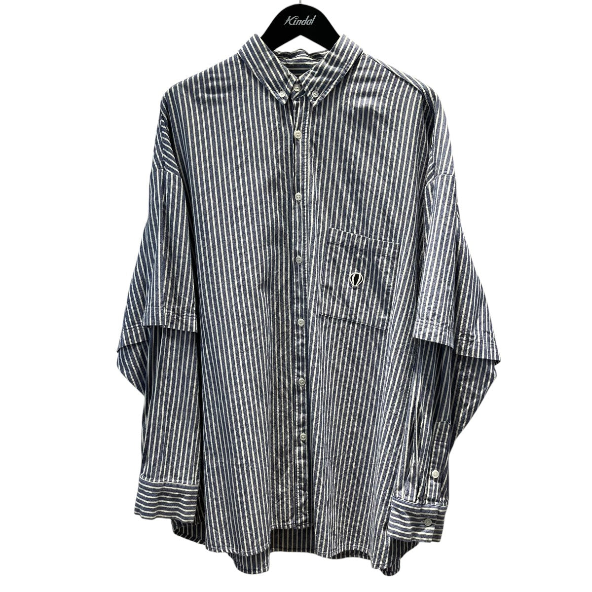 Wide Layered Oxford Shirtストライプボタンダウンシャツ