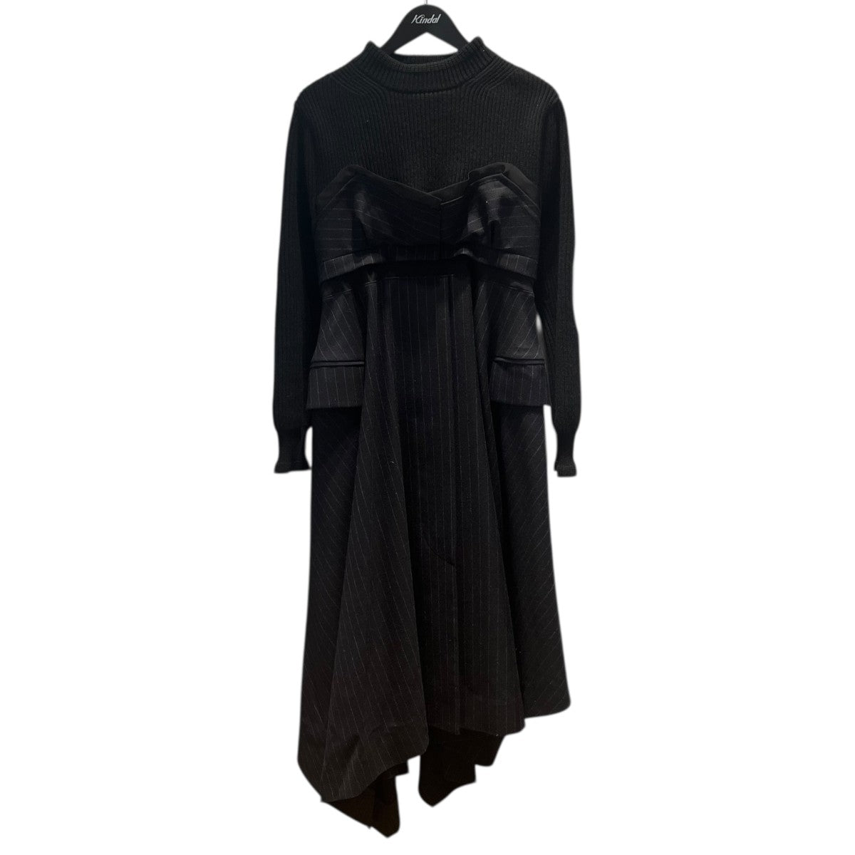 sacai Wool Knit × Chalk Stripe Dress ドレス22-06327 古着・中古-1枚目のアイテム画像