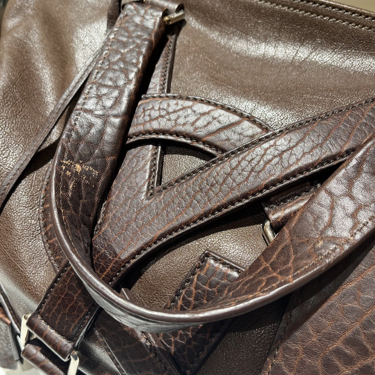 Yves Saint Laurent カサンドラ 2WAY レザー ダッフル ボストンバッグ 古着・中古-5枚目のアイテム画像