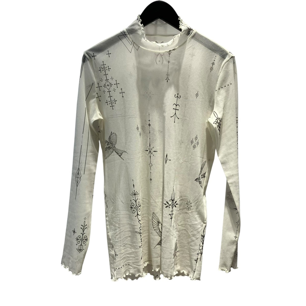 LIMI feu 26SS長袖カットソーLK-T51-935 TATTOO PRINTED TULLE TURTLE NECK T 古着・中古-2枚目のアイテム画像