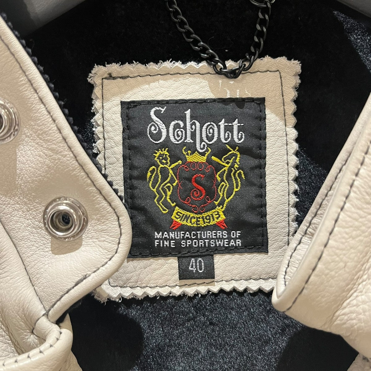 Schott スカルスタッズキルテッドパッドライダースワッペンレザーライダースジャケット3191040 古着・中古-7枚目のアイテム画像