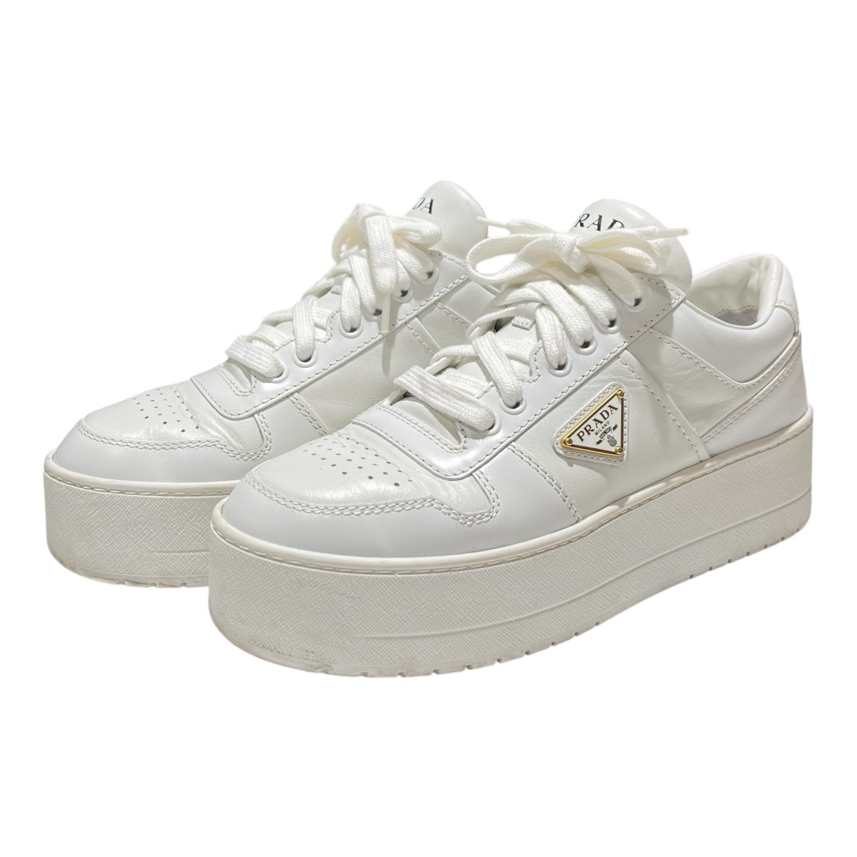 PRADA 1E792M DOWNTOWNトライアングルプレート プラットフォームスニーカー 古着・中古-1枚目のアイテム画像