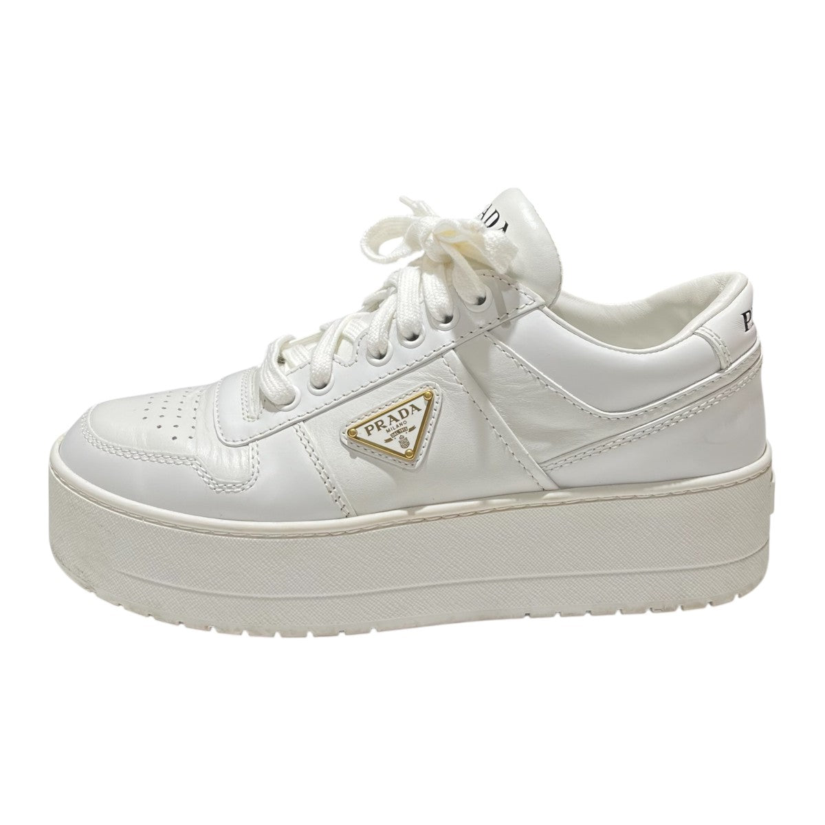 PRADA 1E792M DOWNTOWNトライアングルプレート プラットフォームスニーカー 古着・中古-2枚目のアイテム画像
