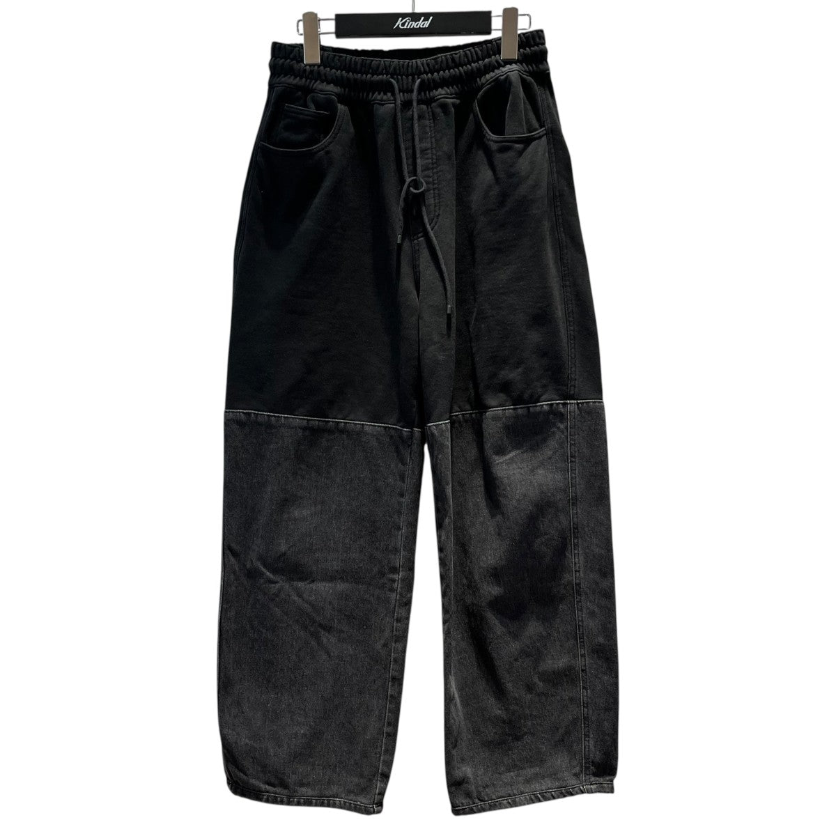 AMOMENTO×Adam et Rope デニム切替スウェットパンツ ブラック サイズ S