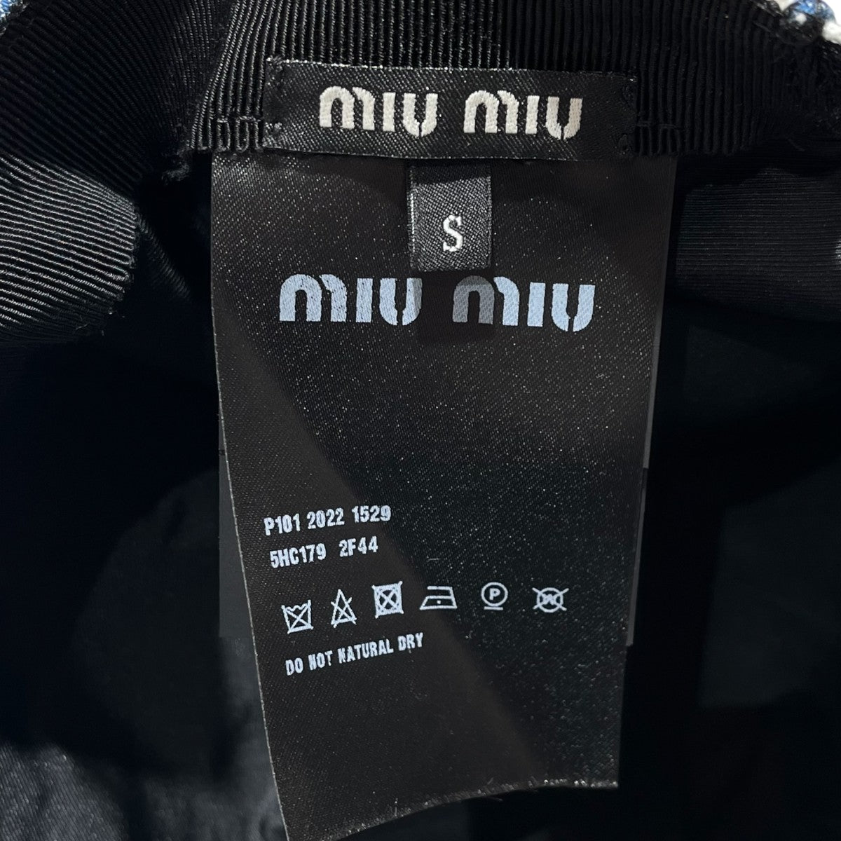 MIU MIU ストライプ ロゴ刺繍キャップ5HC179 古着・中古-9枚目のアイテム画像