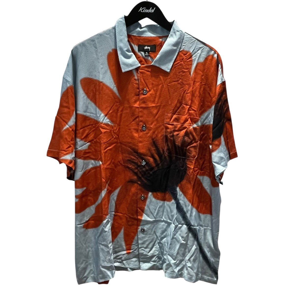 stussy(ステューシー) Halftone Flower Shirt総柄半袖シャツ ブルー