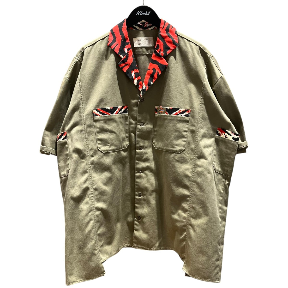 77circa×Dickies ワイドオープンカラービックシャツDK006387 tiger print work shirt 古着・中古-1枚目のアイテム画像