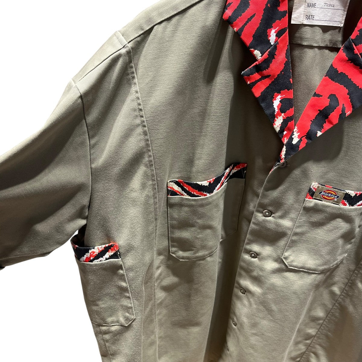 77circa×Dickies ワイドオープンカラービックシャツDK006387 tiger print work shirt 古着・中古-3枚目のアイテム画像