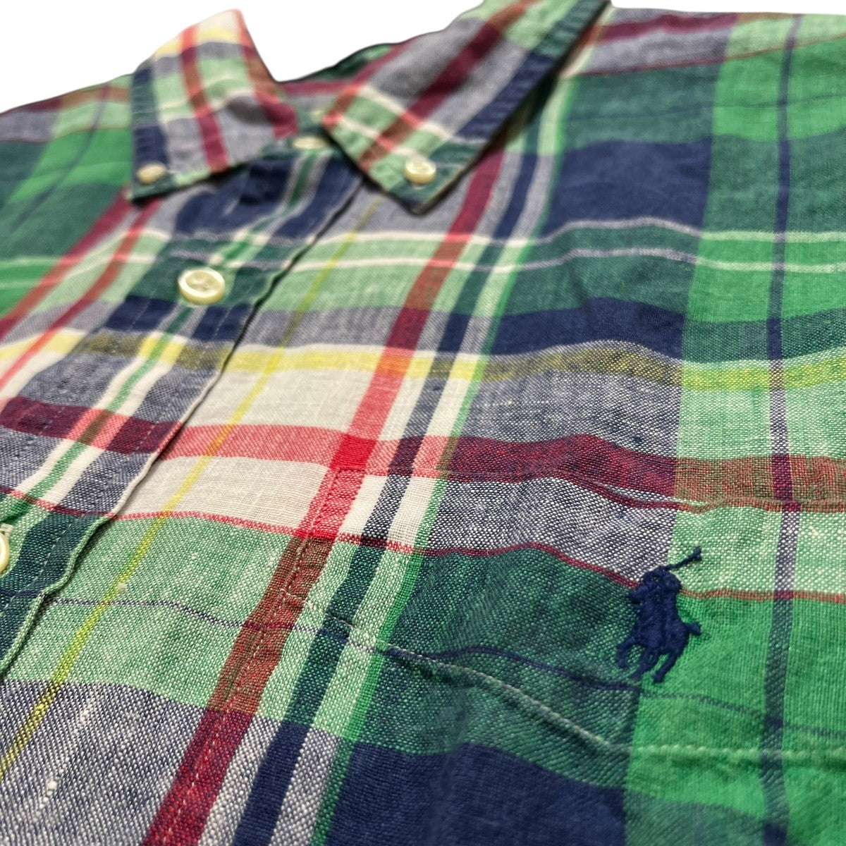 POLO RALPH LAUREN CUSTOM FITマドラスチェックボタンダウンシャツ 古着・中古-3枚目のアイテム画像