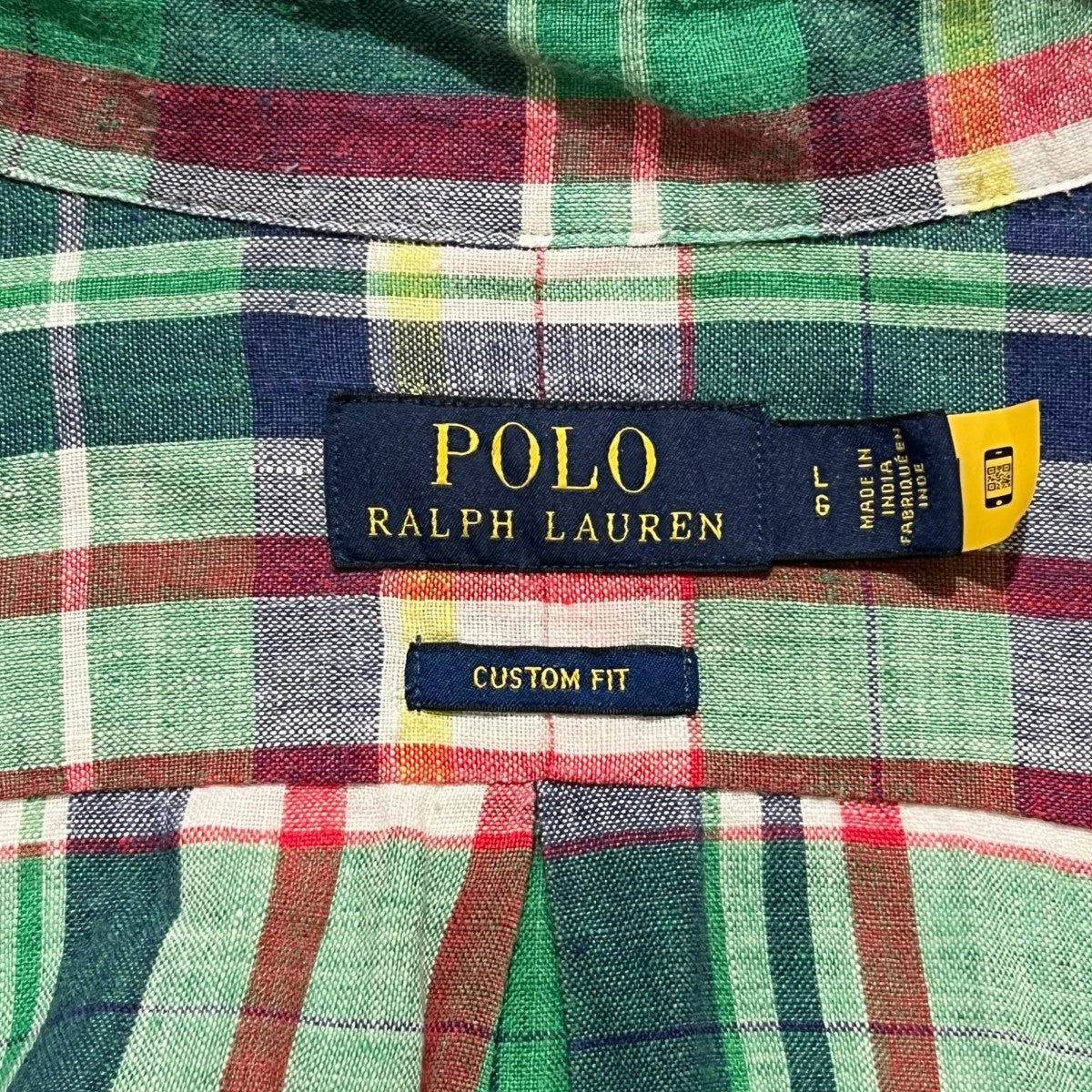 POLO RALPH LAUREN CUSTOM FITマドラスチェックボタンダウンシャツ 古着・中古-4枚目のアイテム画像