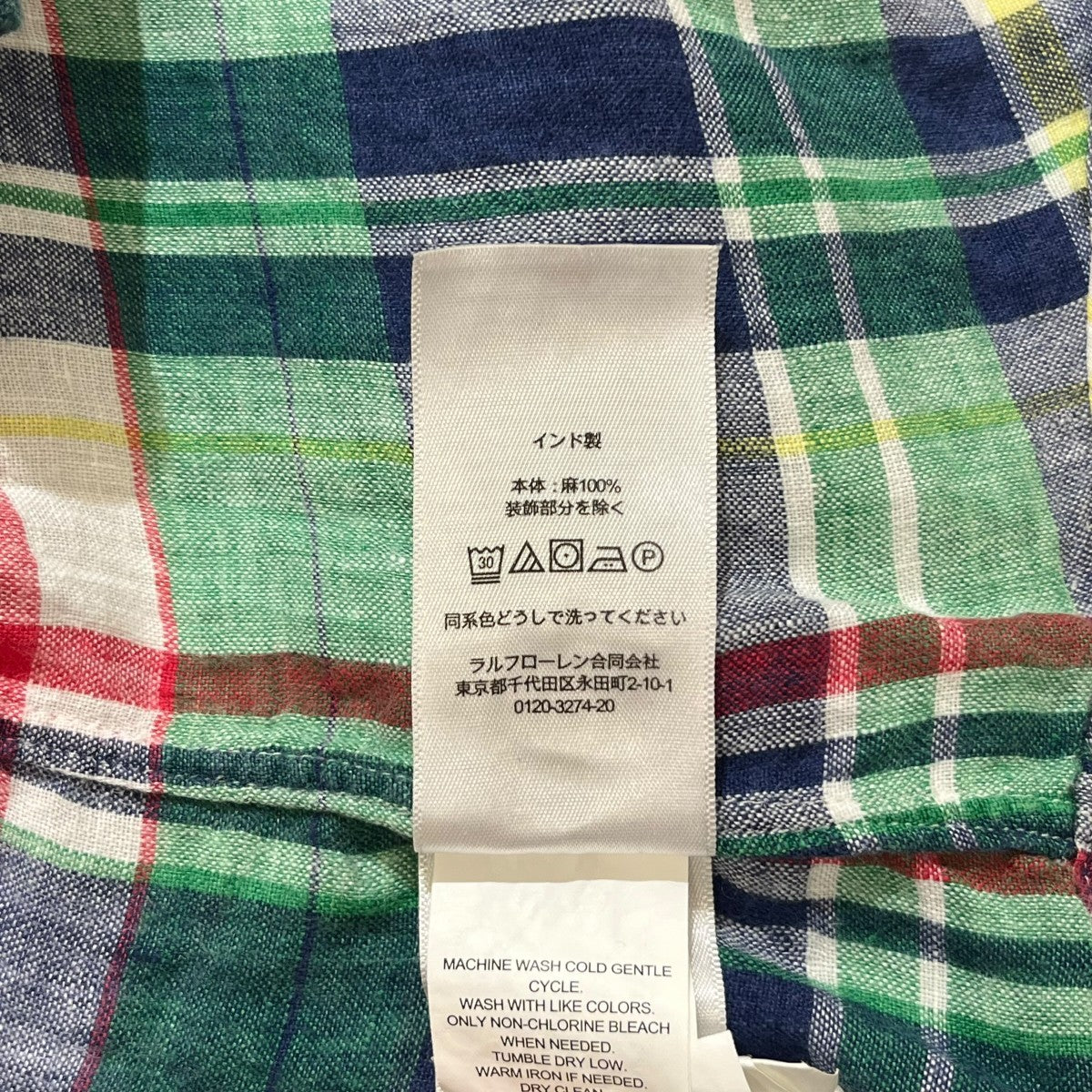 POLO RALPH LAUREN CUSTOM FITマドラスチェックボタンダウンシャツ 古着・中古-5枚目のアイテム画像