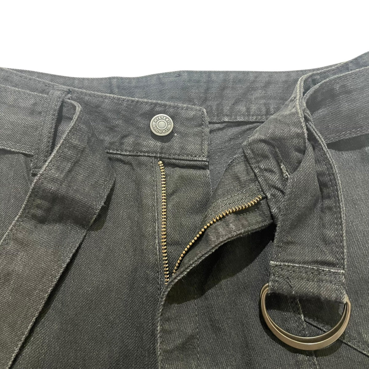 ベルト付 スターデザインワイドデニムパンツ01201AP09