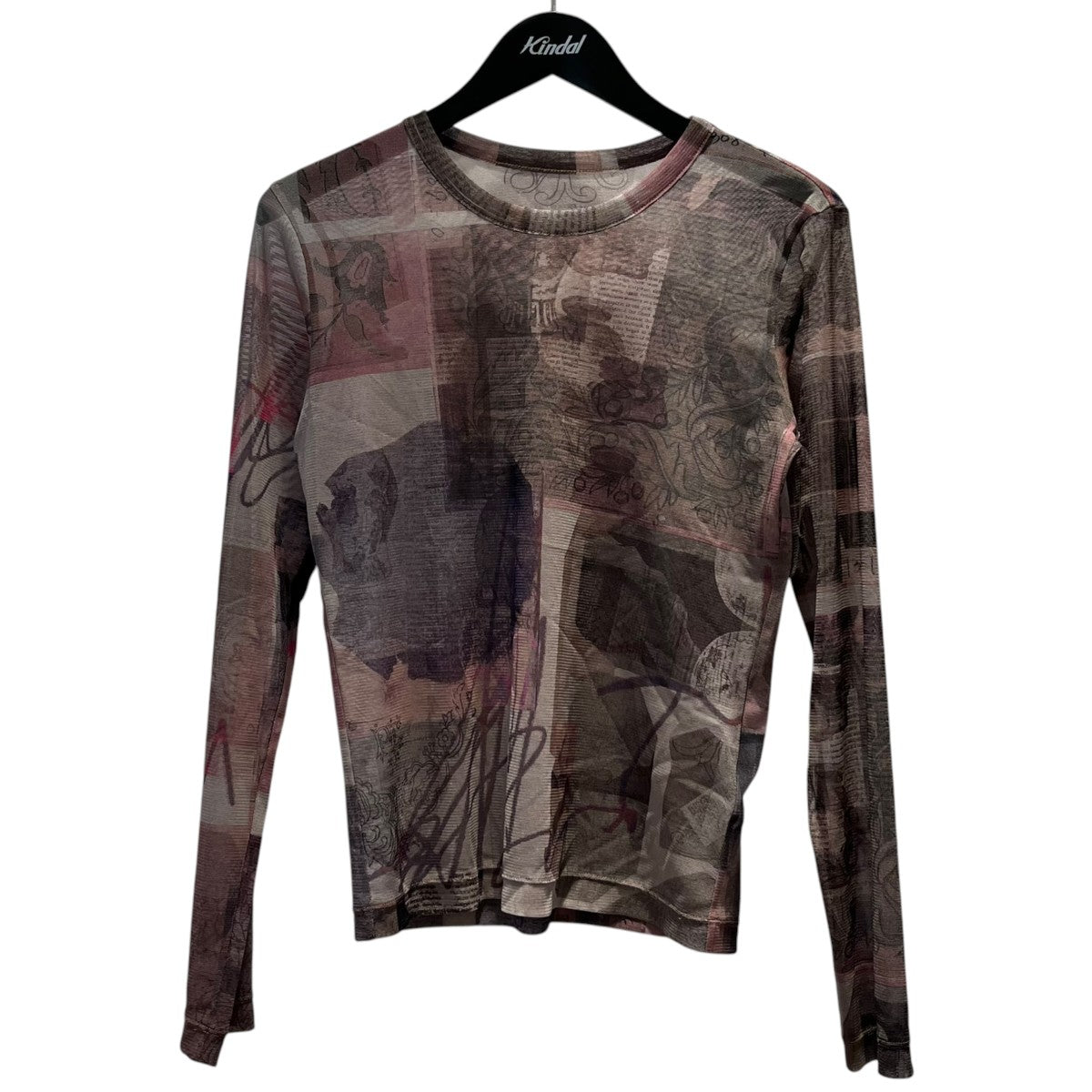 26SSTULLE VASE COLLAGE PRINT LONG SLEEVE TEEチュールレースコラージュプリント長袖カーディガンYK-T65-560