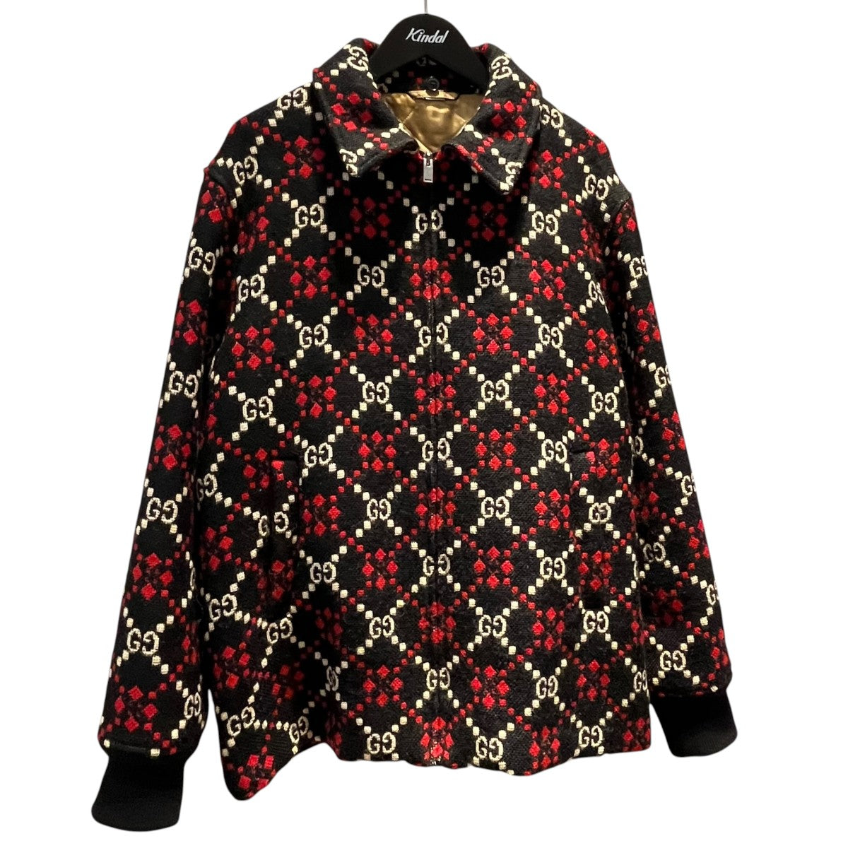 GUCCI ジップジャケット546330 19AW Macro GG diamond wool jacket 古着・中古-1枚目のアイテム画像