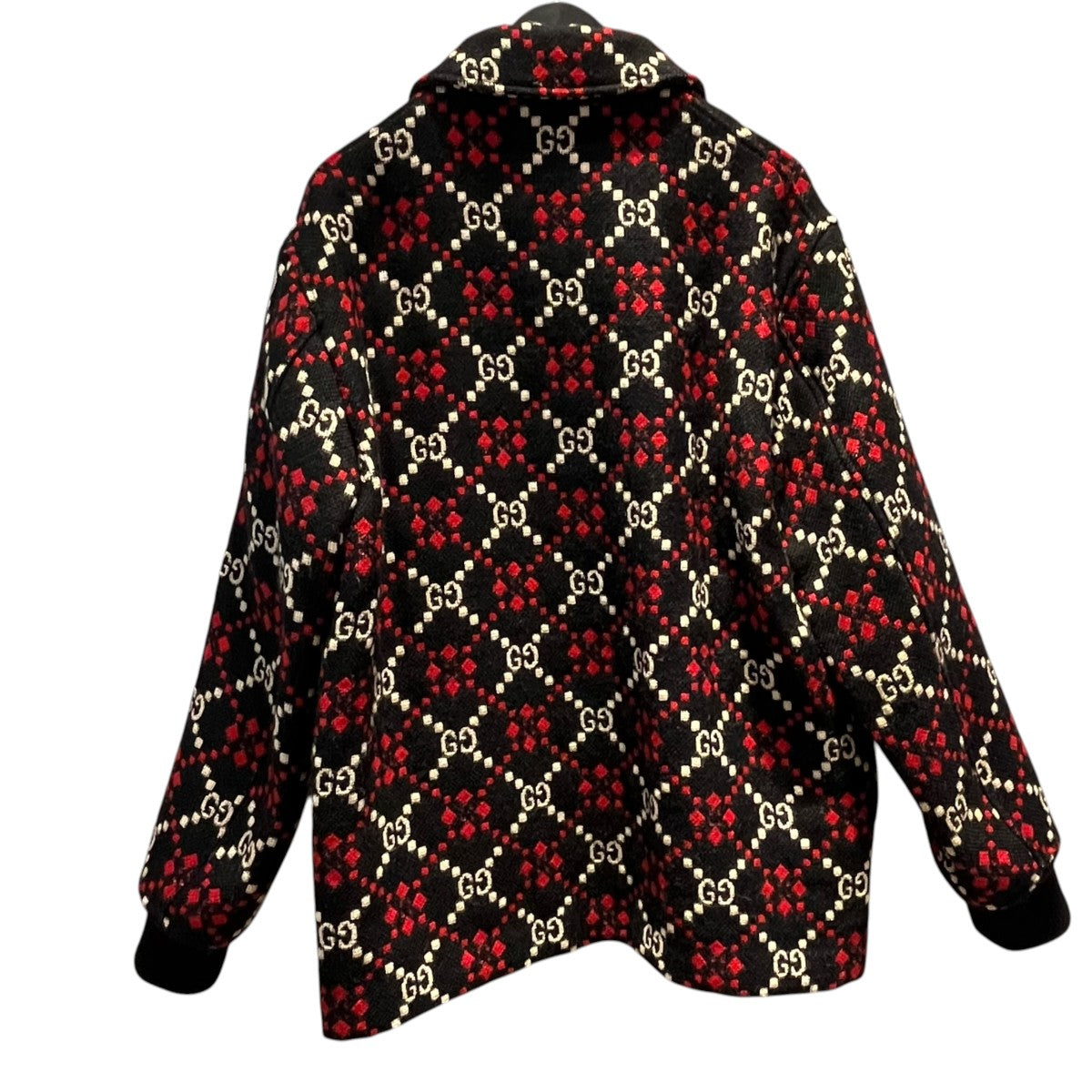 GUCCI ジップジャケット546330 19AW Macro GG diamond wool jacket 古着・中古-2枚目のアイテム画像