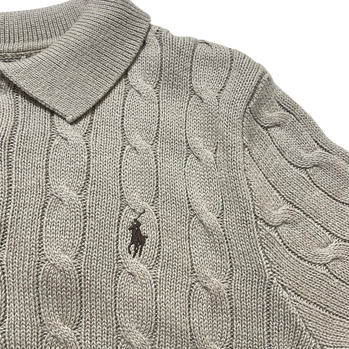 BOSS ケーブル編みポロシャツ ベージュ POLO RALPH LAUREN(ポロラルフローレン) ケーブル編みニットポロシャツ