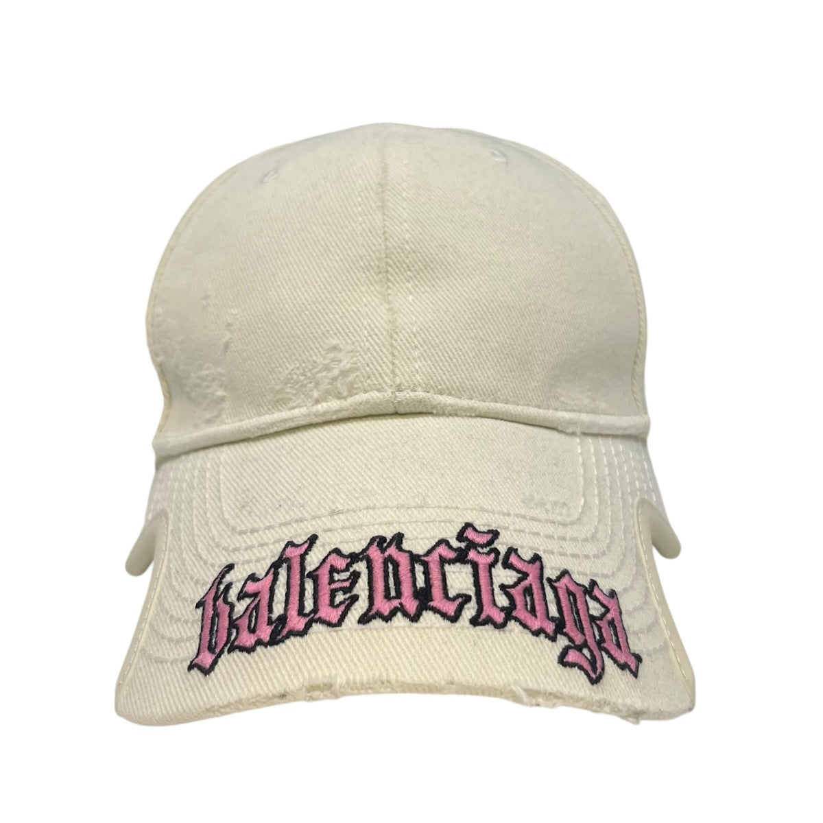 BALENCIAGA ロゴ刺繍 ダメージ加工ブラックレタースクリプトキャップ834914 古着・中古-2枚目のアイテム画像