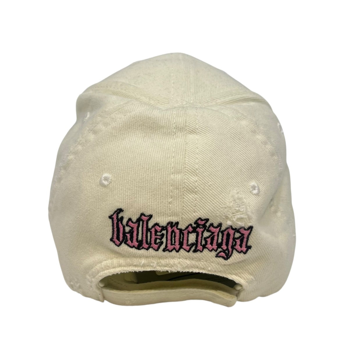 BALENCIAGA ロゴ刺繍 ダメージ加工ブラックレタースクリプトキャップ834914 古着・中古-4枚目のアイテム画像