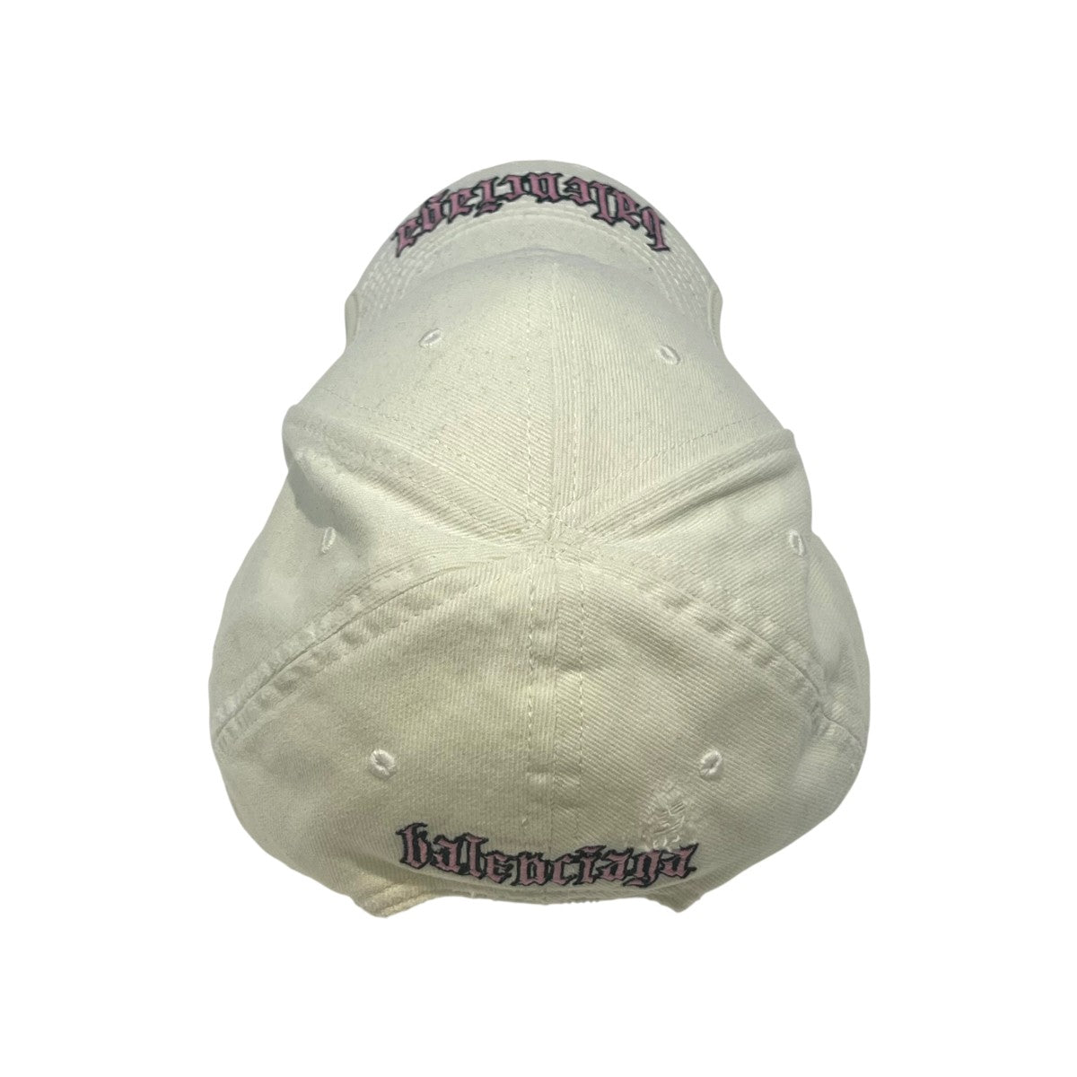 BALENCIAGA ロゴ刺繍 ダメージ加工ブラックレタースクリプトキャップ834914 古着・中古-5枚目のアイテム画像