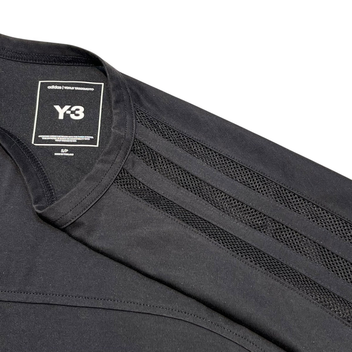 Y-3 ﾒｯｼｭ ｽﾘｰｽﾄﾗｲﾌﾟ ｼｮｰﾄｽﾘｰﾌﾞTｼｬﾂ半袖TシャツJL8312 古着・中古-3枚目のアイテム画像