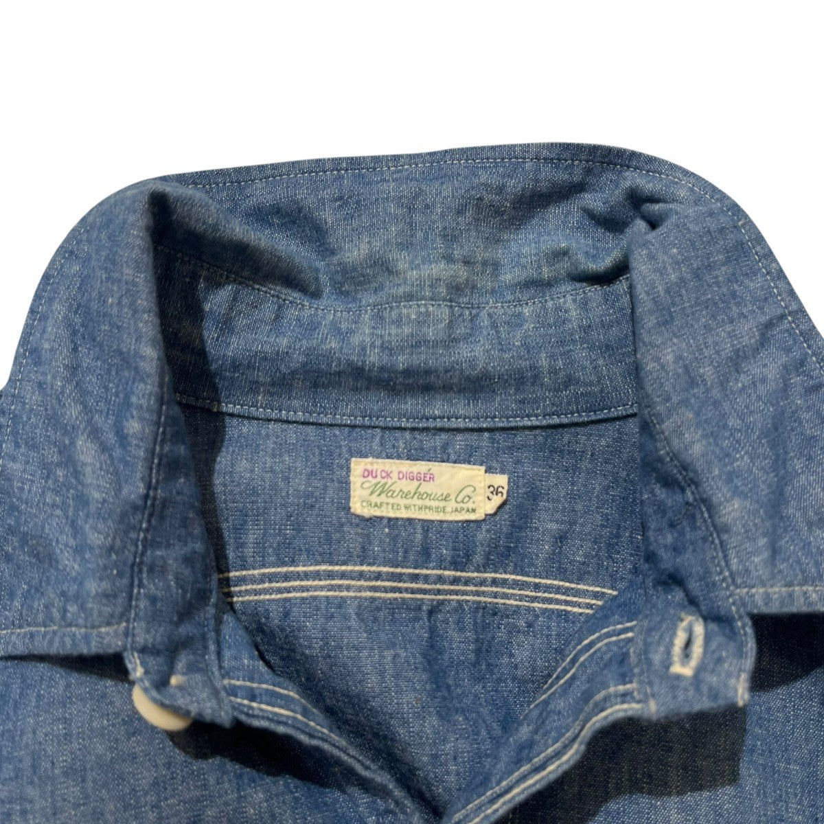 WAREHOUSE シャンブレーシャツ 古着・中古-4枚目のアイテム画像