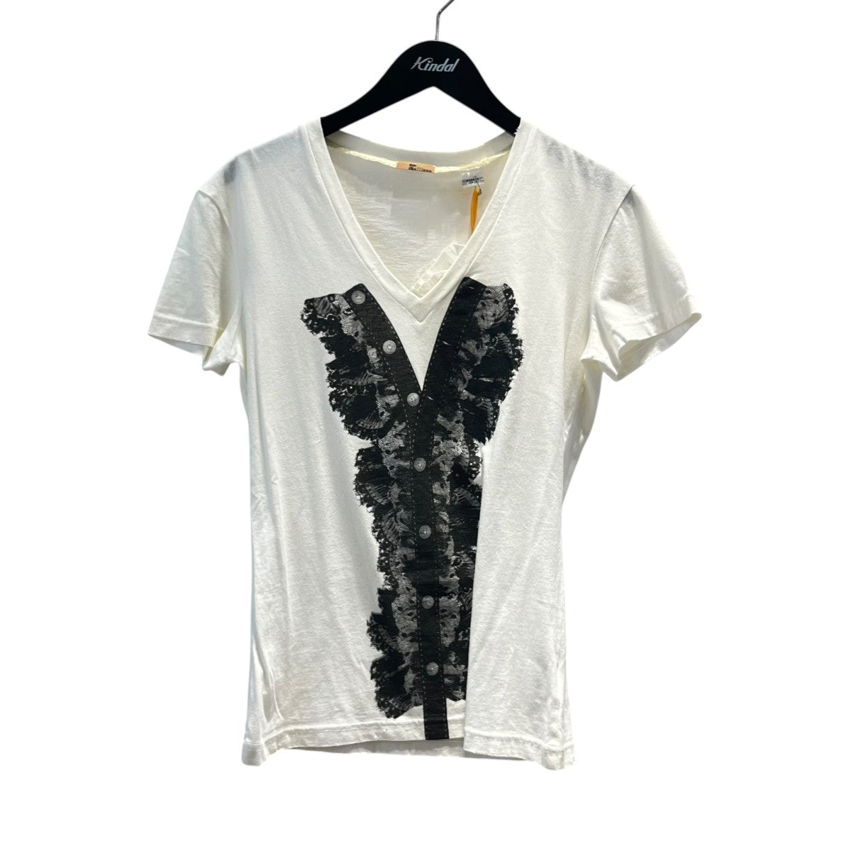 JOHN GALLIANO 裾ダメージ加工VネックTシャツAU0725Y 古着・中古-1枚目のアイテム画像