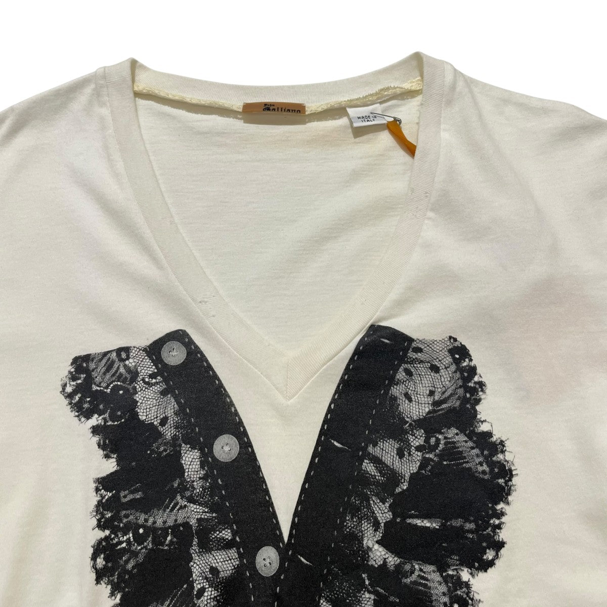 JOHN GALLIANO 裾ダメージ加工VネックTシャツAU0725Y 古着・中古-7枚目のアイテム画像