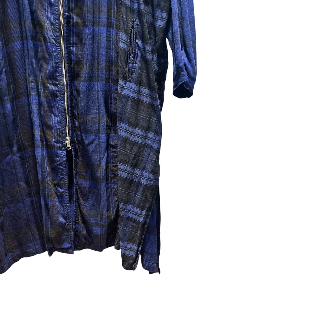 Y’s 21AW PLAID COAT DRESSチェック柄フーデッドシャツワンピースYX-D03-800 古着・中古-4枚目のアイテム画像