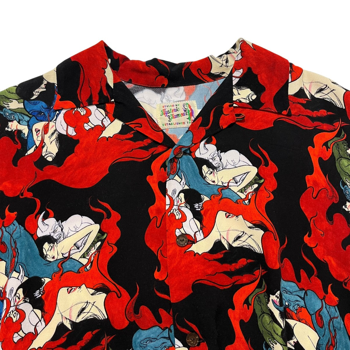 Hysteric Glamour オープンカラーシャツ02202AH09 DEVILISH FLAME 古着・中古-3枚目のアイテム画像