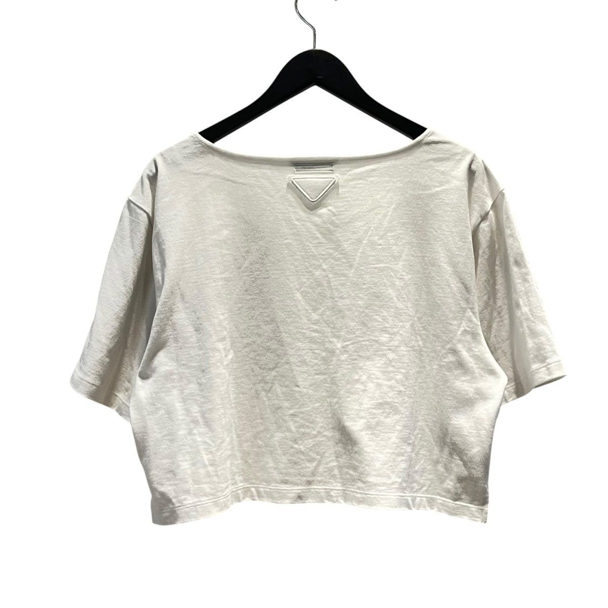 PRADA オーバルロゴボートネッククロップド丈Tシャツ3546B 古着・中古-2枚目のアイテム画像