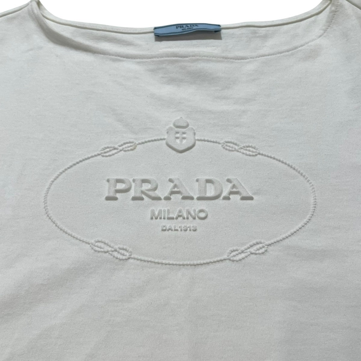 PRADA オーバルロゴボートネッククロップド丈Tシャツ3546B 古着・中古-3枚目のアイテム画像