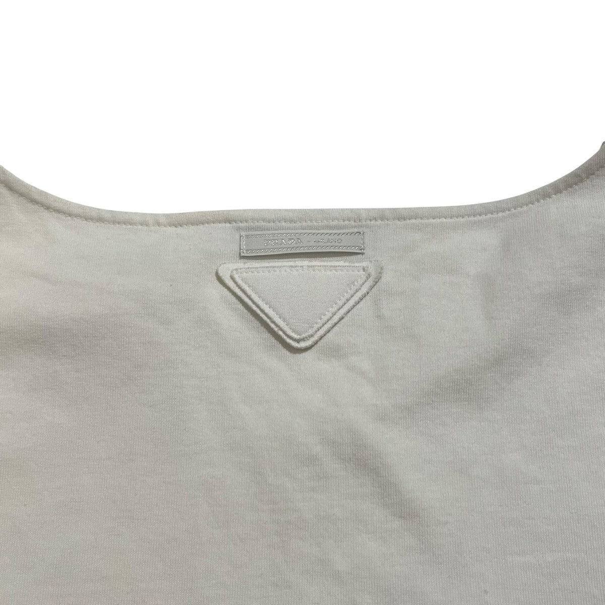 PRADA オーバルロゴボートネッククロップド丈Tシャツ3546B 古着・中古-4枚目のアイテム画像