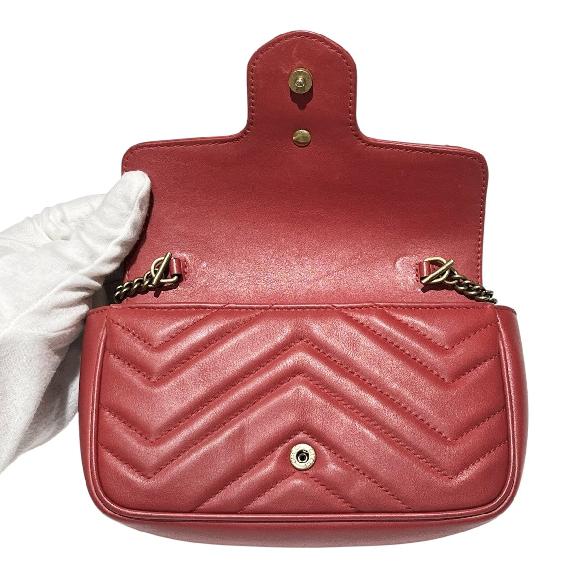 グッチマーモント　キルティングレザーチェーンショルダー　ノベルティ GUCCI(グッチ) GGマーモント キルティング レザー チェーンショルダー