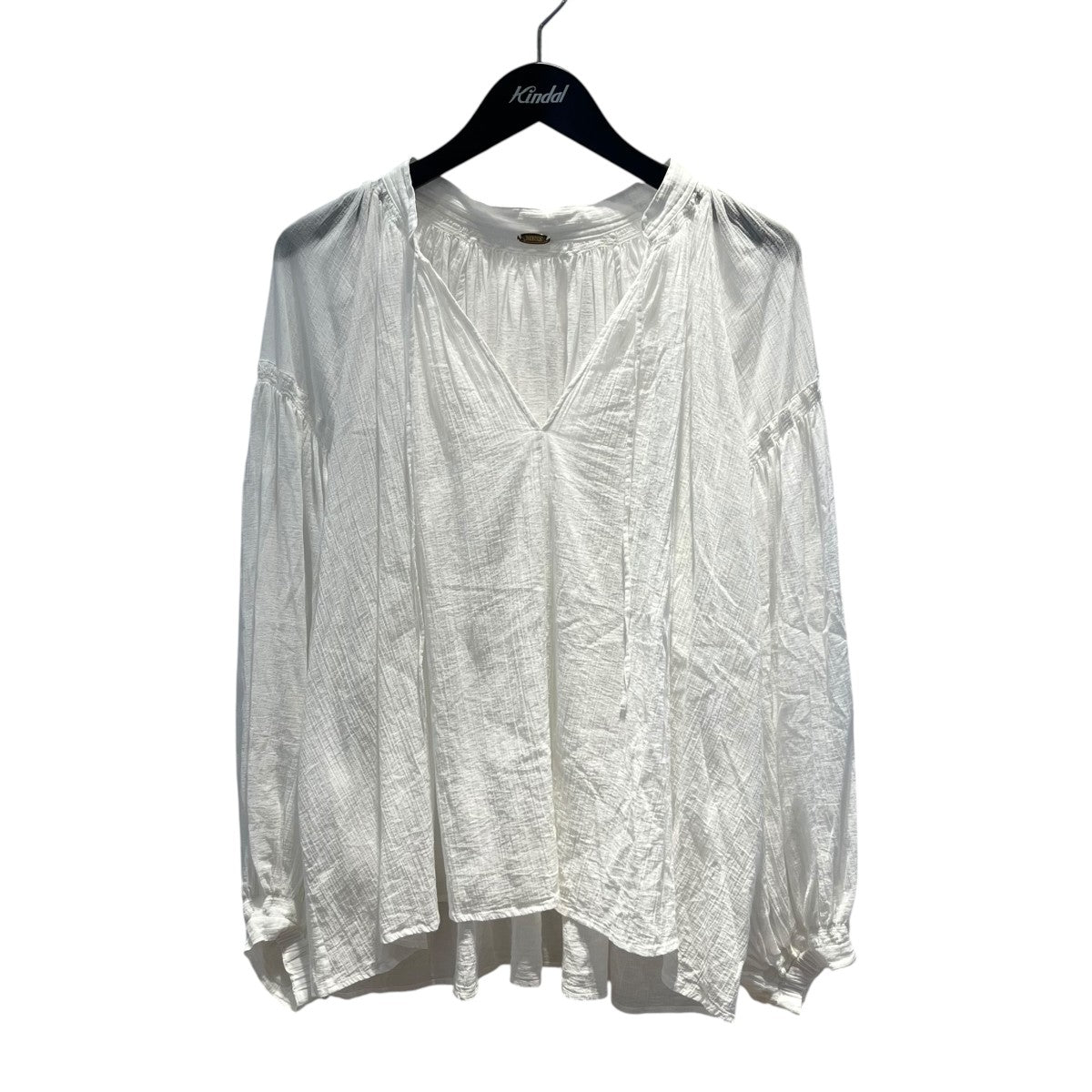SMOCK ギャザープルオーバーブラウス無地長袖ブラウス24051500409010