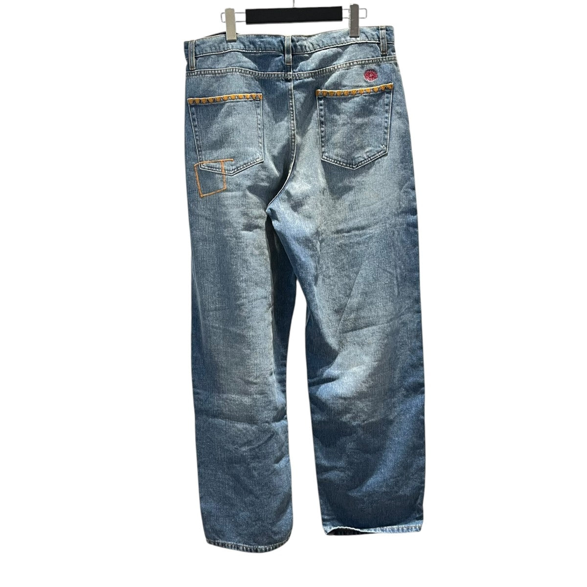 ミッドウォッシュ バギーフィット キルテッドジーンズデニムパンツ01B05005