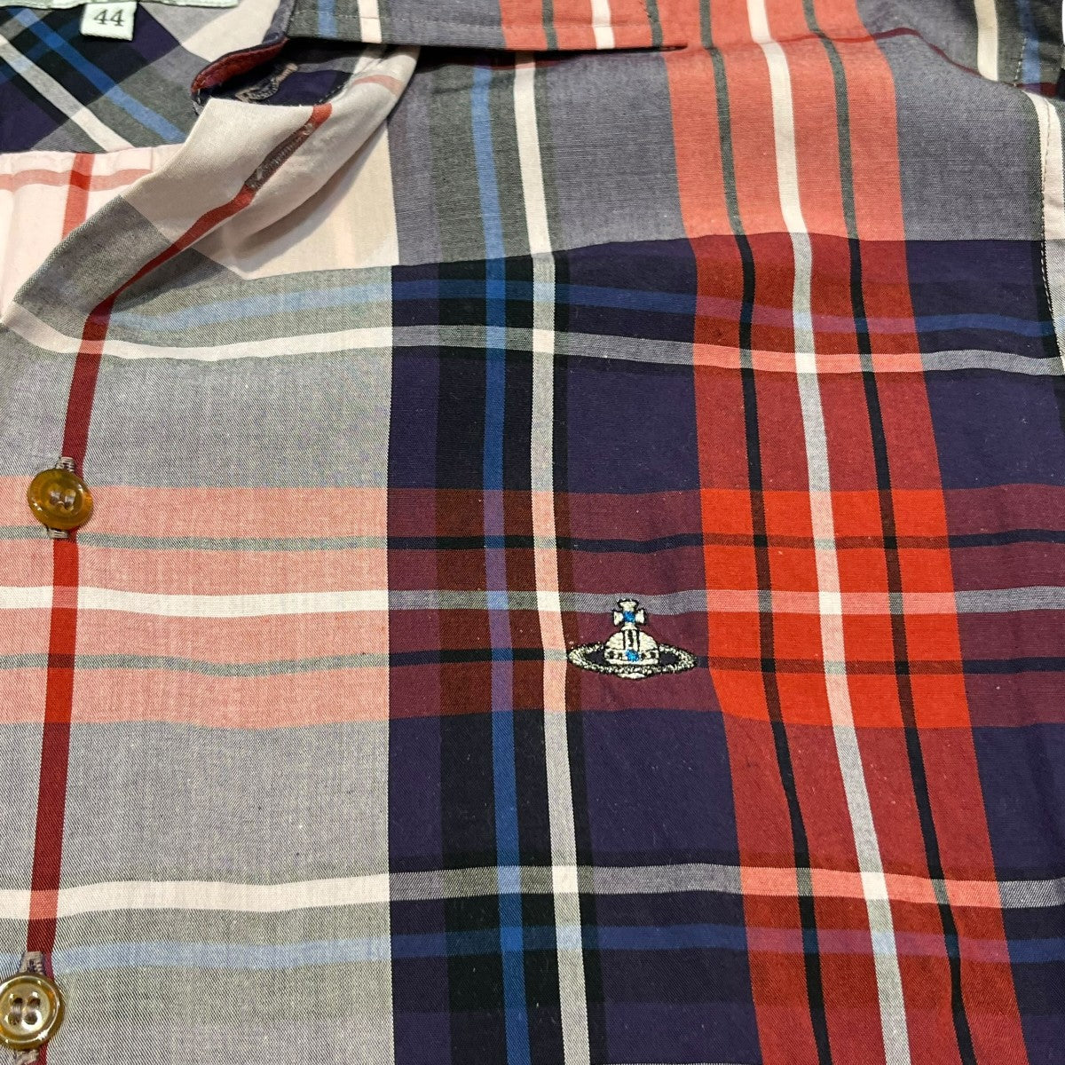 オーヴ刺繍チェックシャツ4945-2014