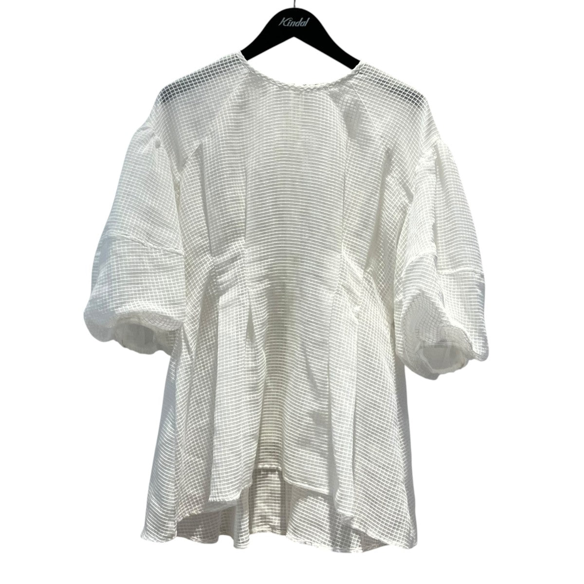 CLANE(クラネ) SHEER PLAID VOLUME SLEEVE TOPS半袖ブラウス18122-4142