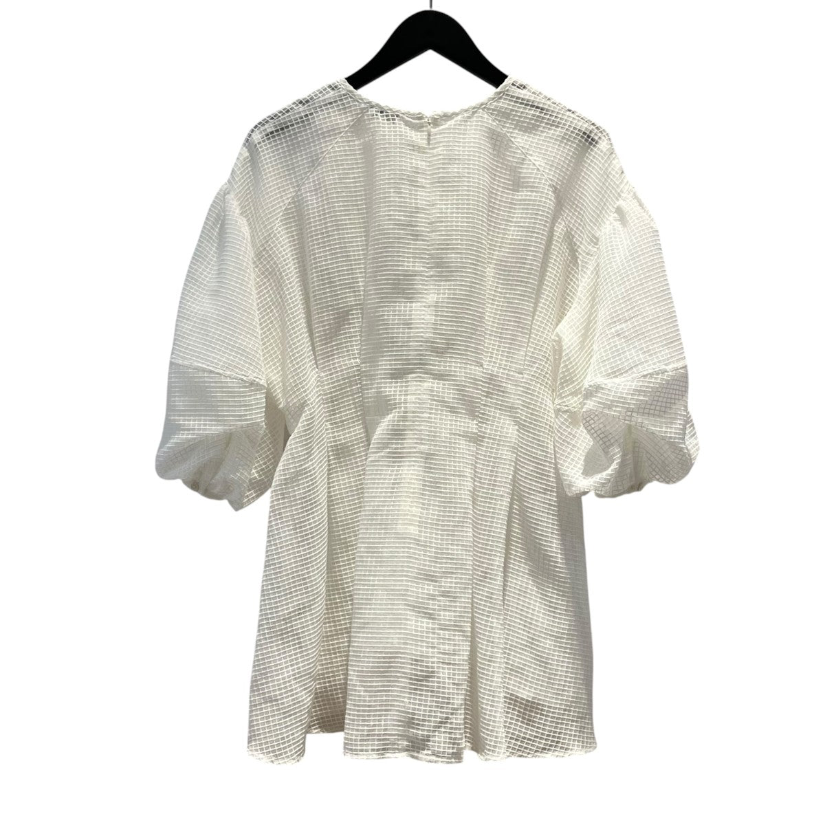 SHEER PLAID VOLUME SLEEVE TOPS半袖ブラウス18122-4142